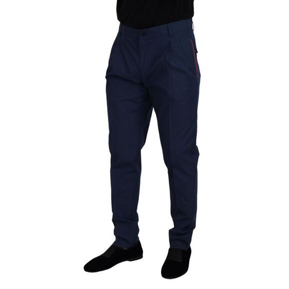 Dolce & Gabbana Blue Cotton Silk Trousers Chinos Men's Pants - Picture 4 of 6